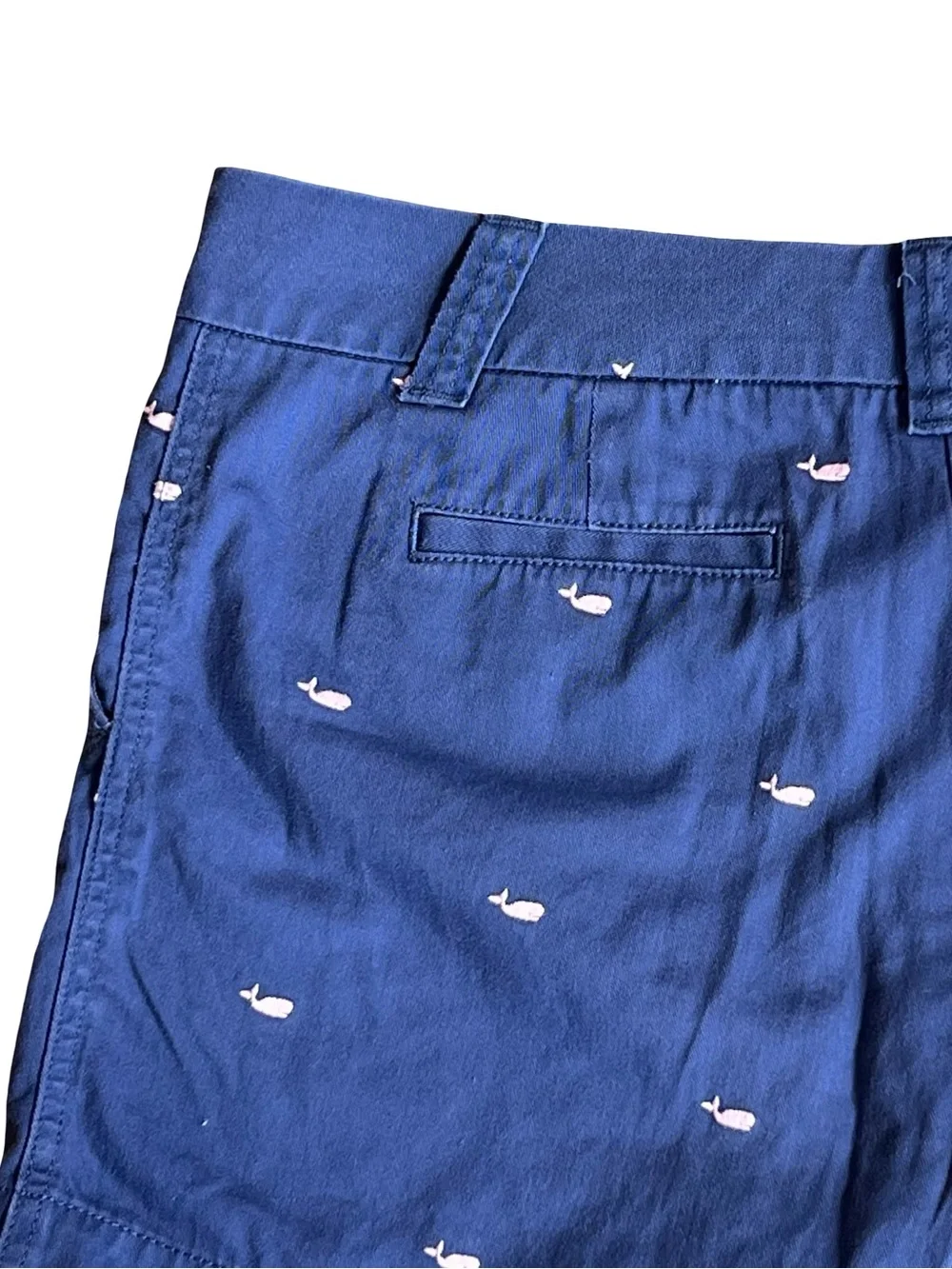J. Crew Women’s Sz 10 Blue Whale Embroidered Shorts Chino Stretch Cotton Twill